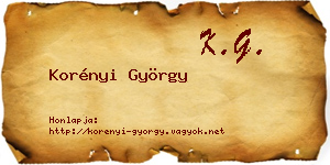 Korényi György névjegykártya